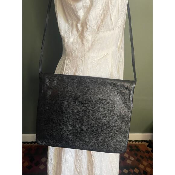 NWOT Kimberly Chalos Black Leather with Wood Front. Adjustable Strap. - Picture 7 of 8